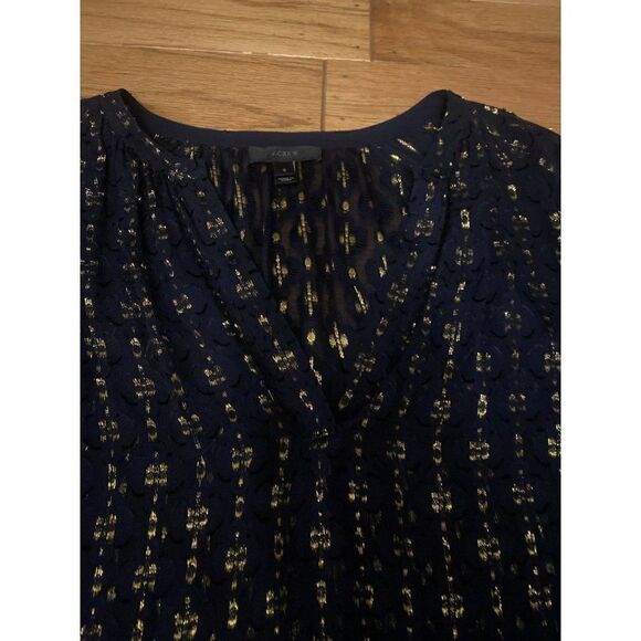 J. Crew, women's black sparkly sheer long sleeve silk blend blouse size 2 - Picture 5 of 10